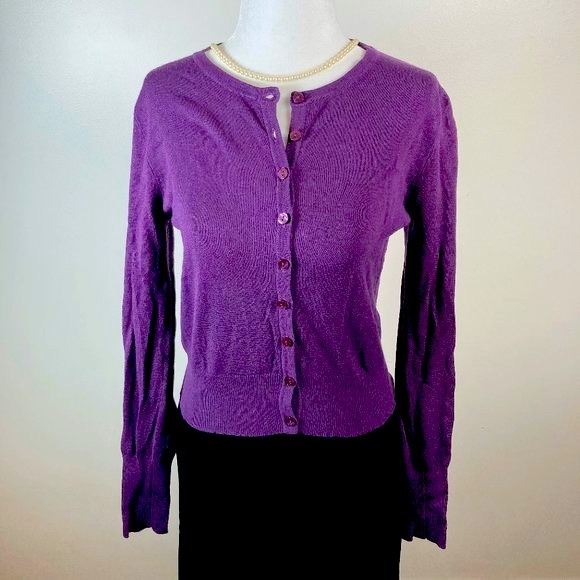 Papaya Sweaters - PAPAYA dark purple think knit button front cardigan soft stretchy sweater MEDIUM